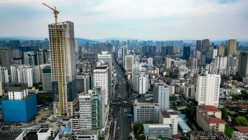 云南昆明城市风光交通航拍图