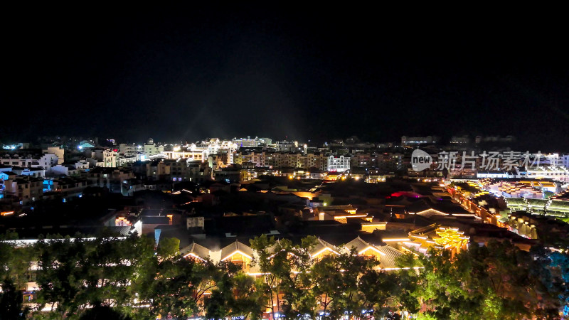 福建泰宁古城夜景灯光航拍