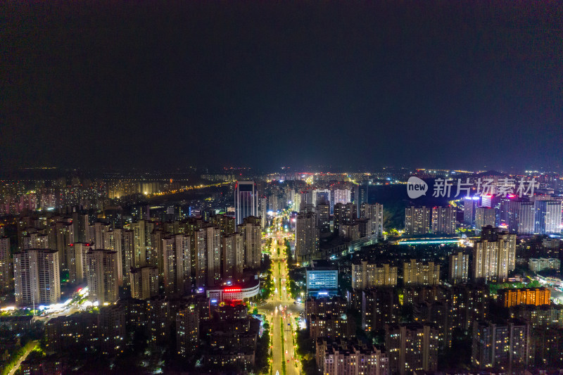 城市夜景交通万家灯火航拍图