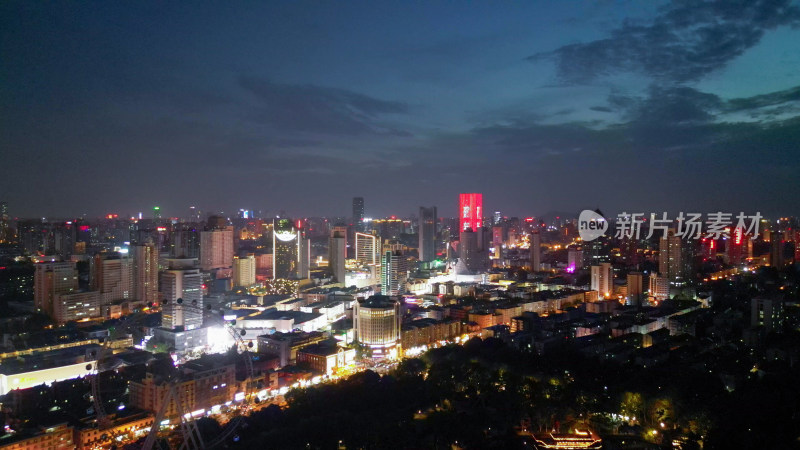 航拍安徽合肥夜景合肥老城区夜景