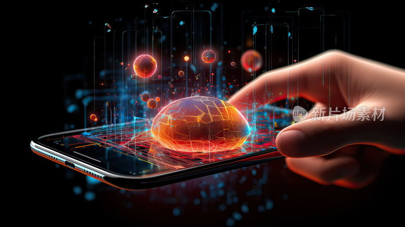 未来智能手机和全息投影的概念