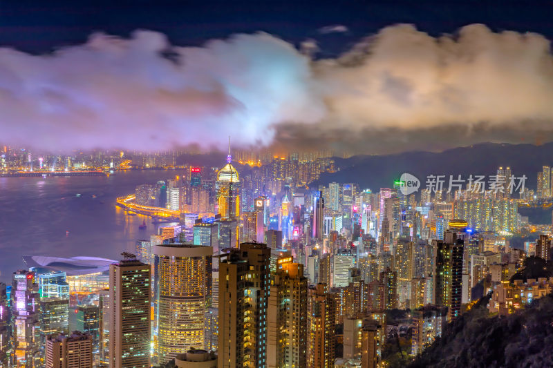 中国香港中环夜景