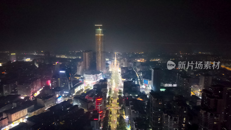 岳阳城市夜景交通航拍图