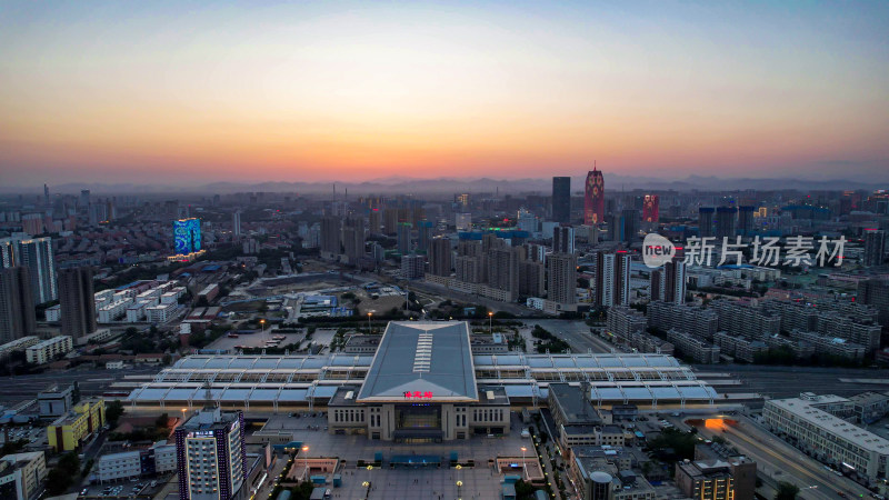 河北保定日落晚霞夕阳航拍