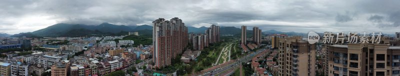 广东东莞：航拍暴雨过后的清溪镇城市风光