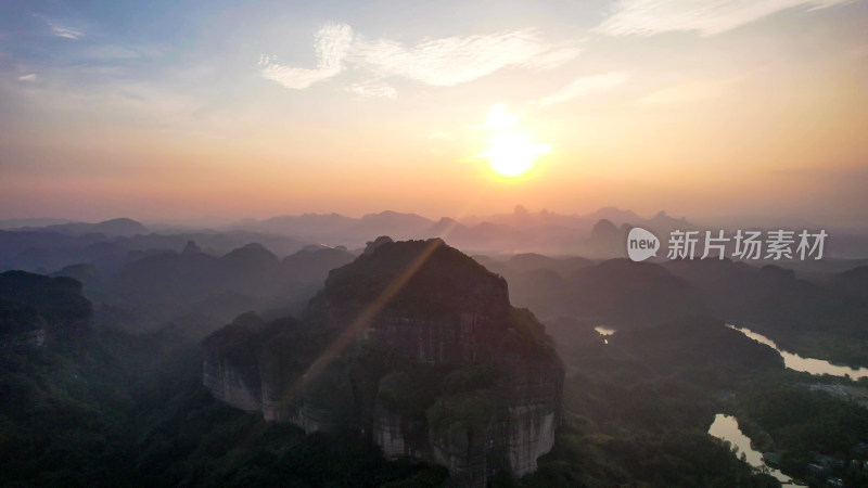 广东韶关丹霞山世界文化遗产航拍图