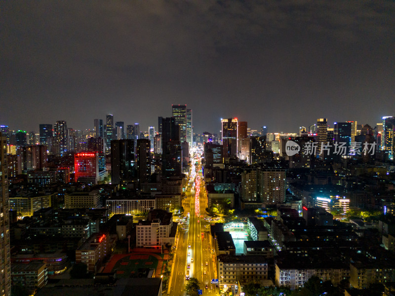 成都春熙路夜景航拍图