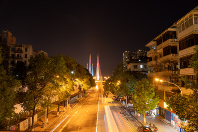 湖南益阳西流湾大桥夜景