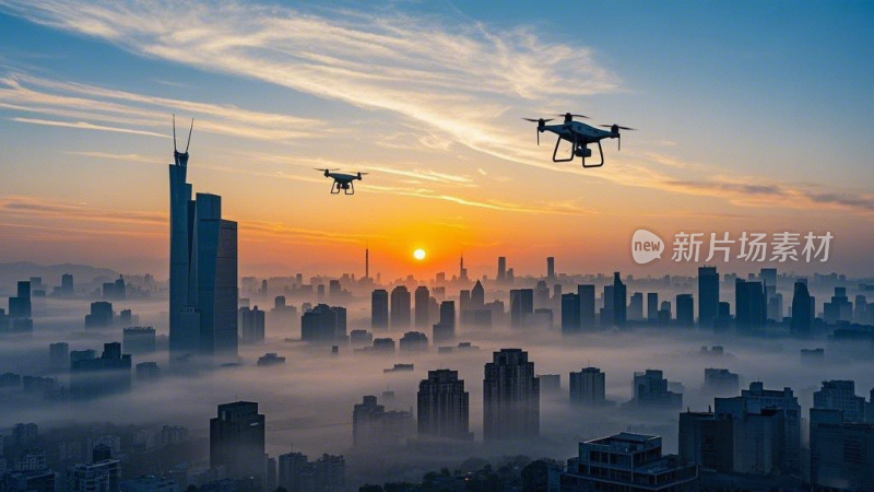 低空经济城市上空无人机送货场景