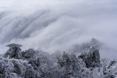 山川大雪云海大气航拍