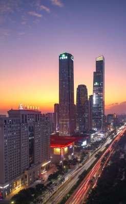 广西南宁东盟商务区城市风光建筑夜景