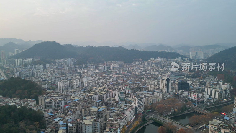 航拍贵州遵义城市建设