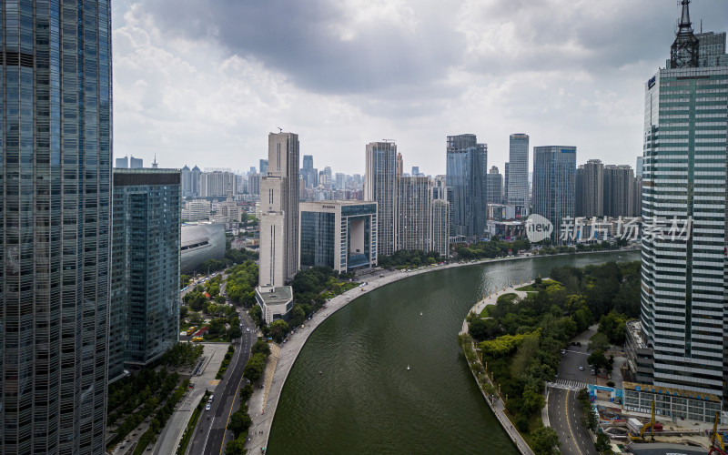 天津市区海河风景天际线航拍