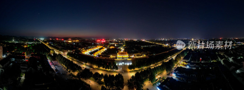 青州古城夜景航拍全景图