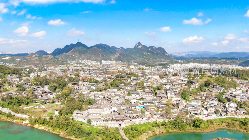 航拍贵州青岩古镇5A景区