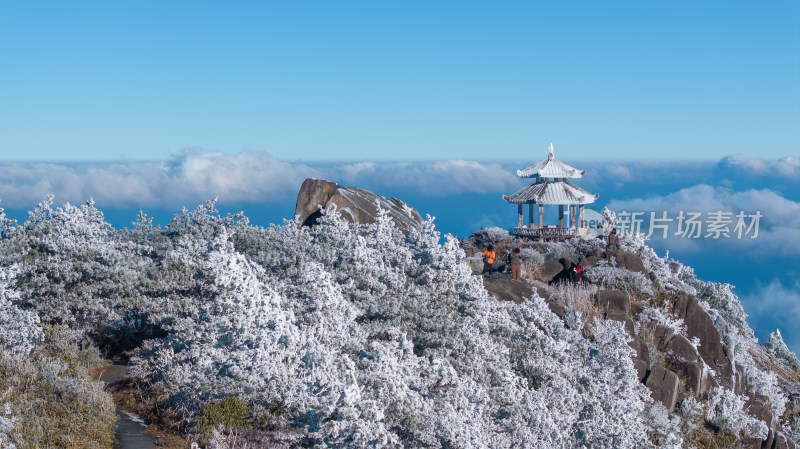 唯美高山日出云海冬季雾凇森林美景大好河山