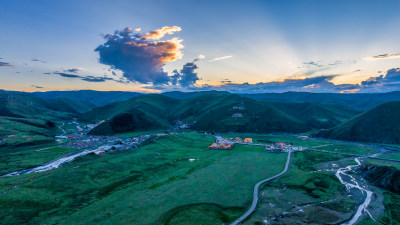 四川甘孜康定塔公草原景区航拍