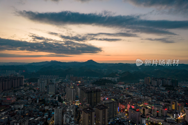 贵州凯里日落夕阳航拍摄图