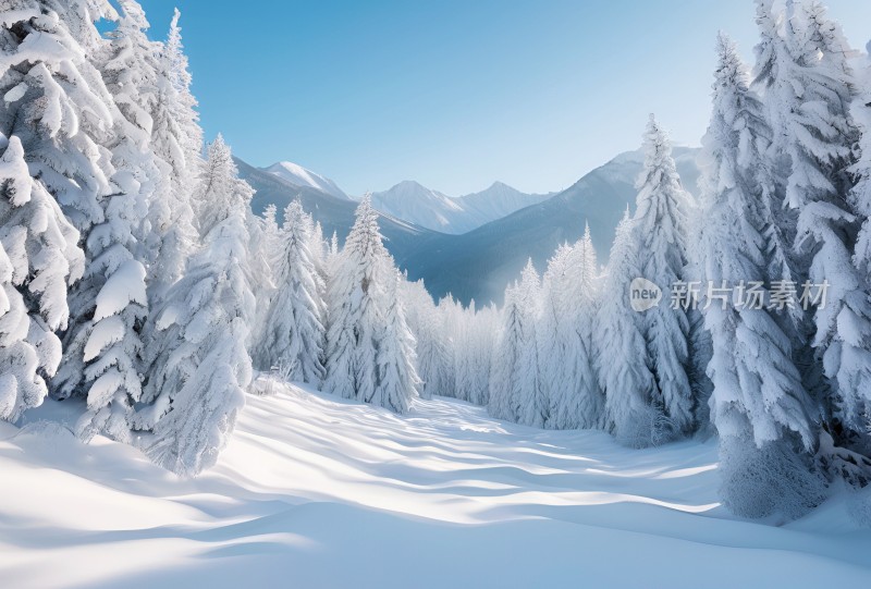 冬季森林白雪覆盖风景