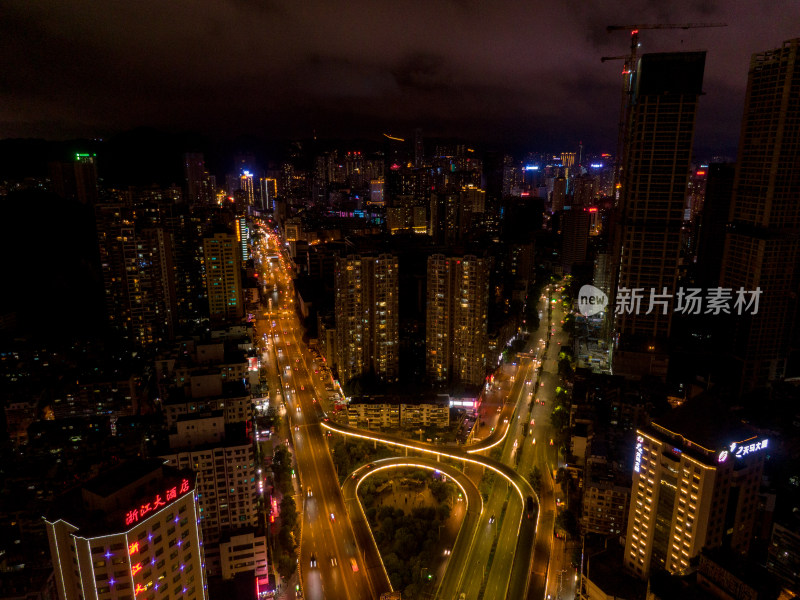 贵州贵阳城市夜景航拍