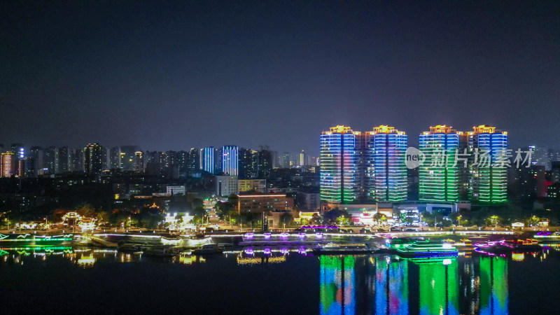 航拍湖北襄阳夜景