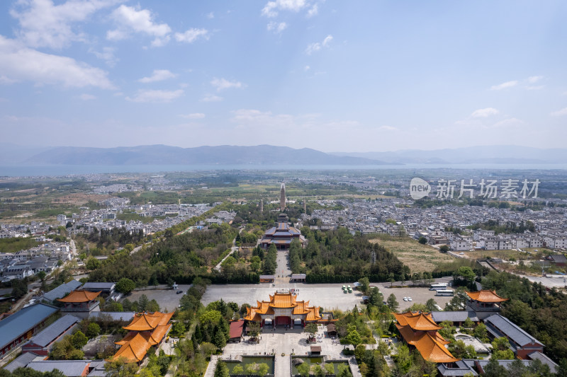 航拍云南大理崇圣寺三塔文化旅游区