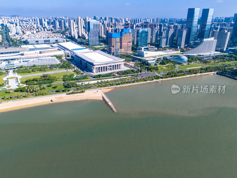 沿海城市厦门城市风光航拍图