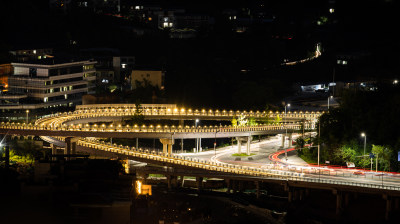 道路交通立交桥夜景车流