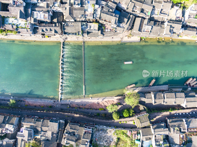 中国著名旅游景点湖南湘西凤凰古城航拍