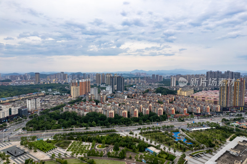 宜春城市建设绿化植物航拍图