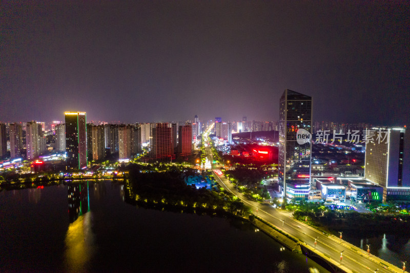 安徽蚌埠新城区城市夜景航拍图