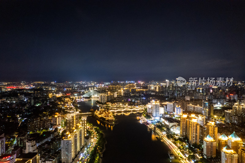 福建福州城市夜景灯光航拍图