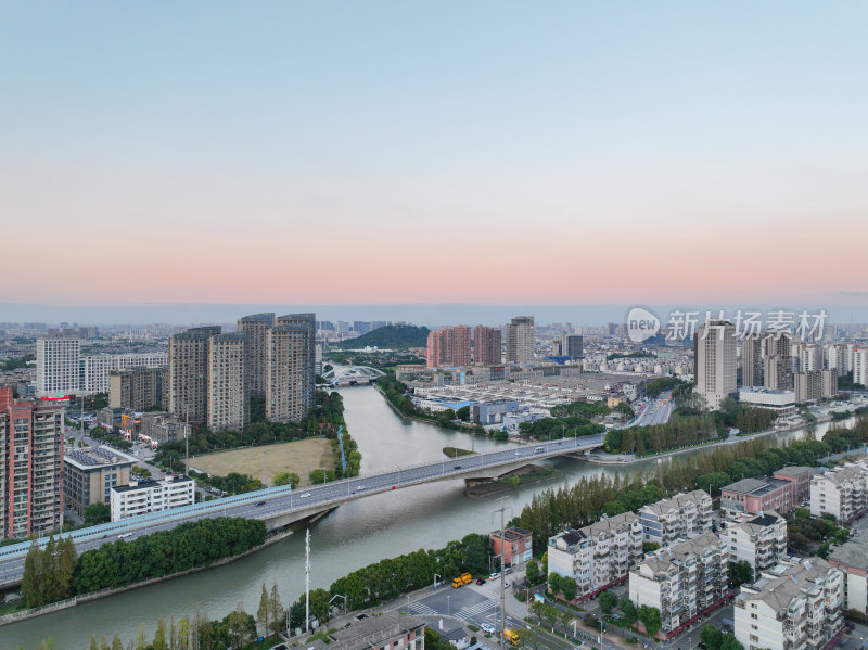 航拍昆山城区建筑风光大景