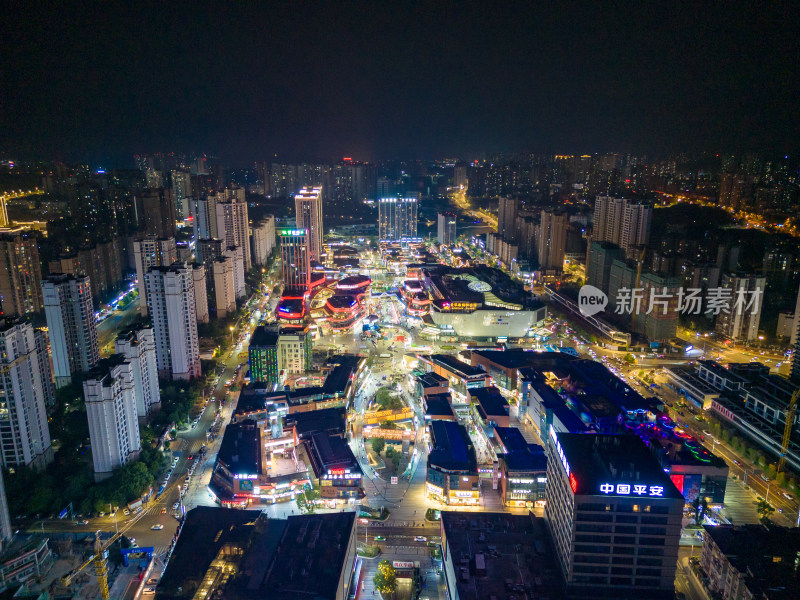 四川自贡华商国际城夜景航拍图