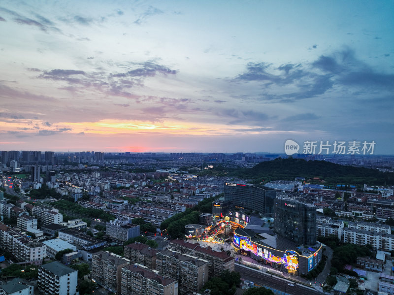 航拍昆山城市建筑风光夜景大景