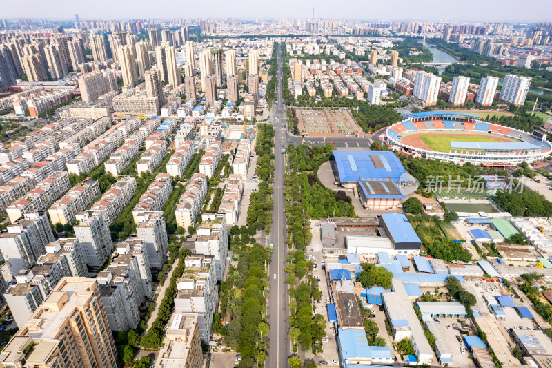 河南漯河体育中心周边建筑航拍图