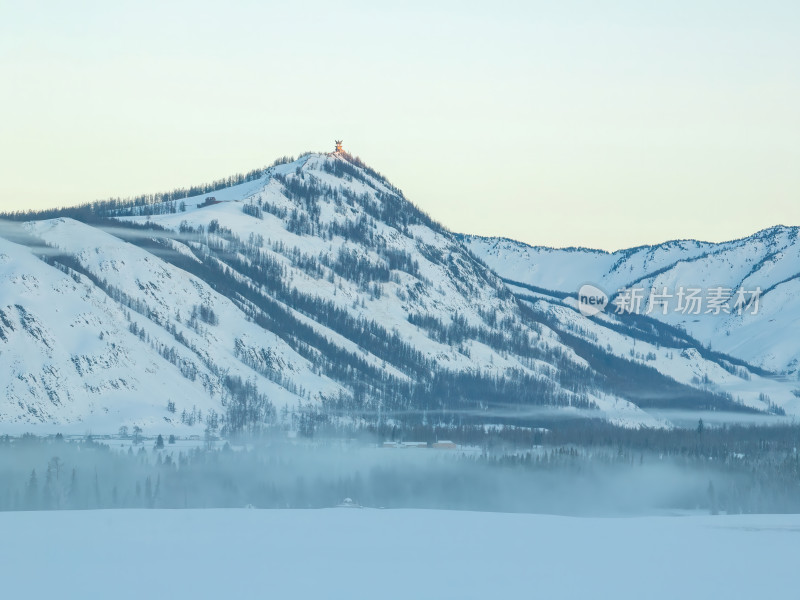 新疆北疆阿勒泰喀纳斯冬季雪景童话世界航拍