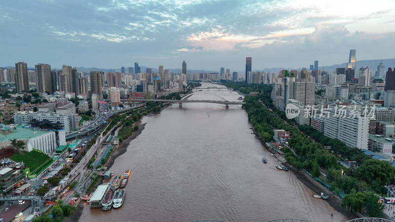 甘肃兰州黄河风光兰州大景航拍