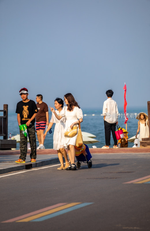 山东日照金沙滩海滨海岸海滩景观