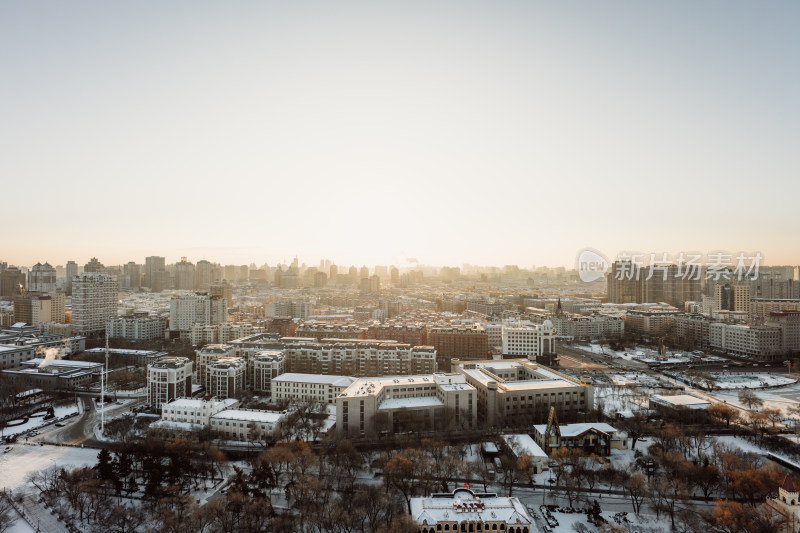 哈尔滨的冬日城市景观