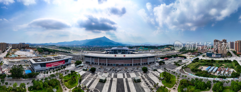 莆田站莆田火车站航拍全景图