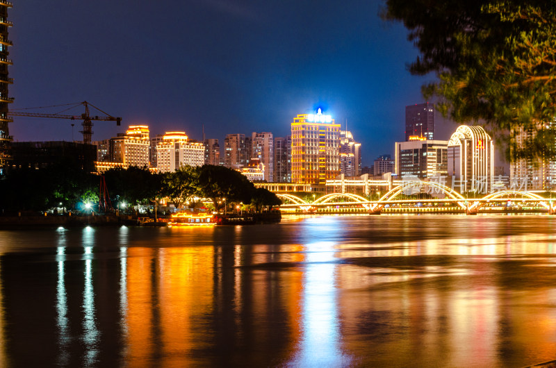 福州解放大桥城市天际线夜景