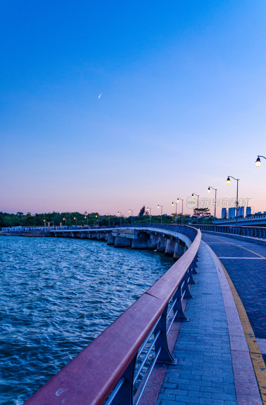 深圳湾公园滨海桥梁与海景风光