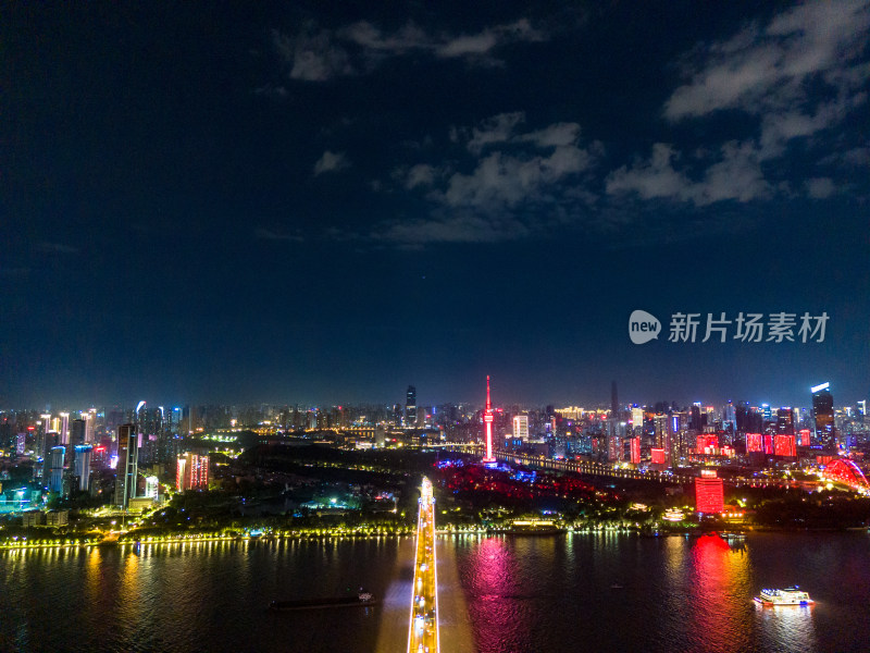 武汉夜景灯光航拍图