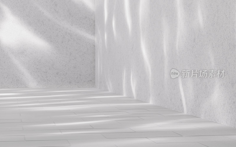 白色空房间地面3D渲染