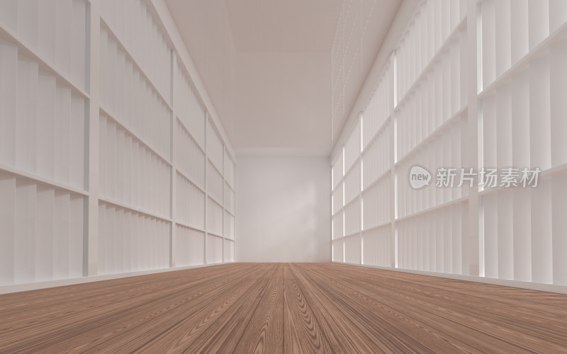 木地板空房间3D渲染