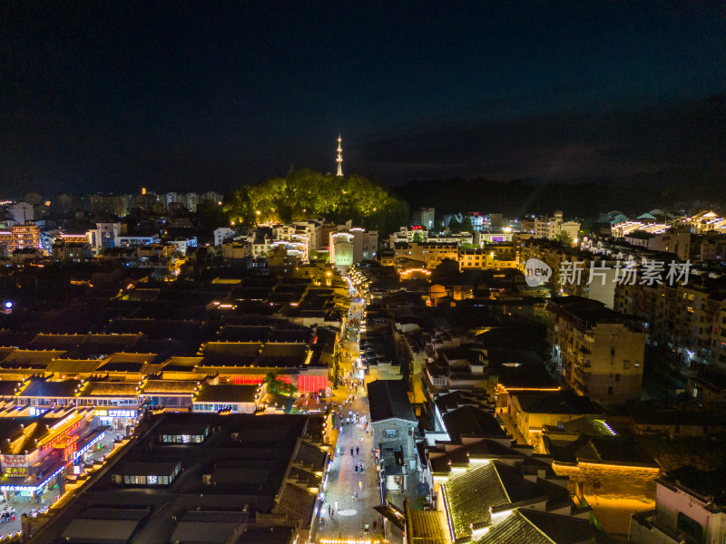 福建泰宁古城城市夜景灯光航拍图