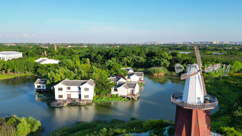 航拍湖北孝感金卉庄园4A景区