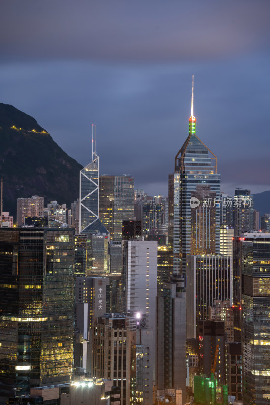 香港维多利亚港CBD中环夜景日出繁华都市