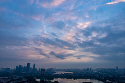 广东惠州西湖景区清晨航拍摄影图